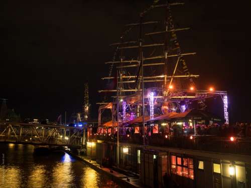 Hamburg Night Hafengeburtstag Sailing Vessel Sail