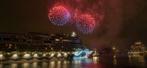 Hamburg Night Hafengeburtstag Cruise Ship Germany