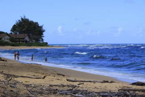 Hanalei Kauai Hawaii Beach Sea Ocean Waves