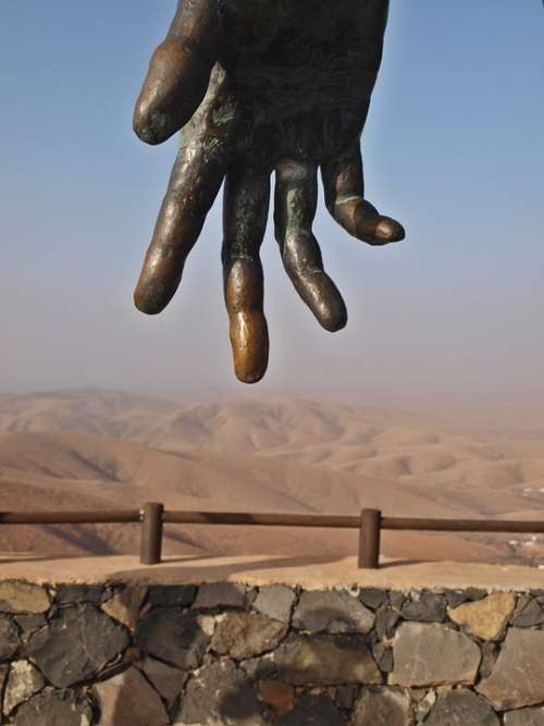 Hand Fuerteventura Canary Island Landscape Dry