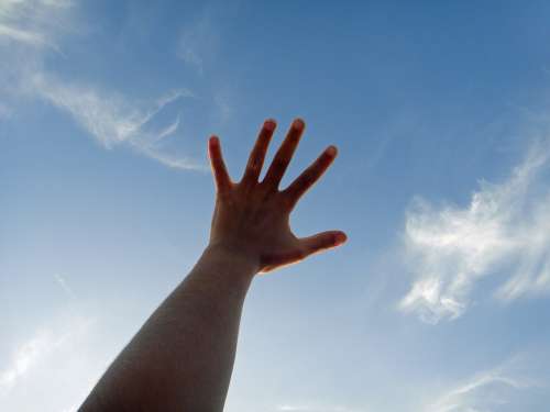 Hand Sky Clouds Blue Light Nature Summer