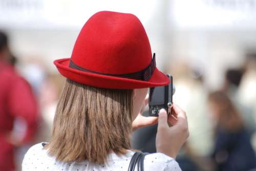 Hat Red Woman Fashion Design Camera