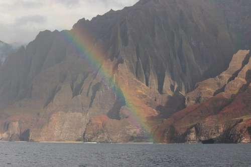 Hawaii Kauai Rainbow Nature Landscape Mountains