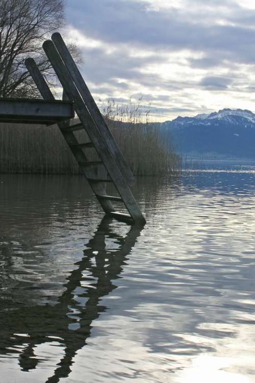 Head Wooden Ladder Stairs Water Entry Exit Jetty