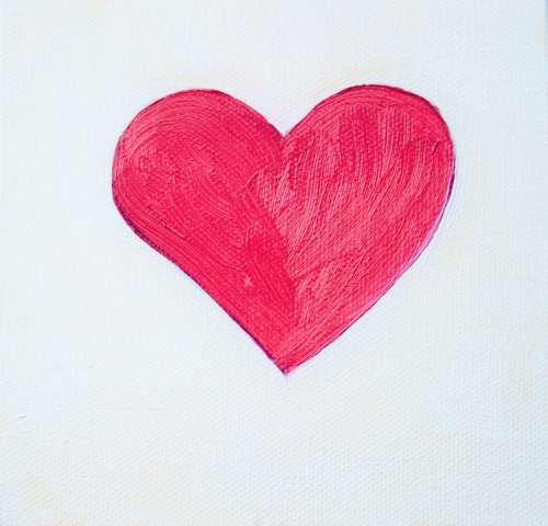 Heart Pink Oils Painted Background White