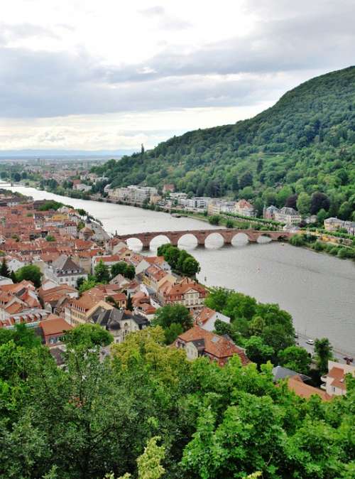 Heidelberg Bridge Germany River Hill City Europe