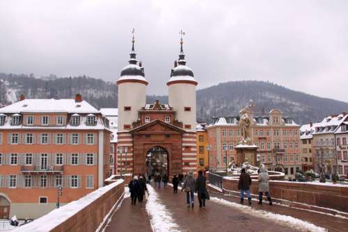 Heidelberg Old Bridge Neckar Winter Historically