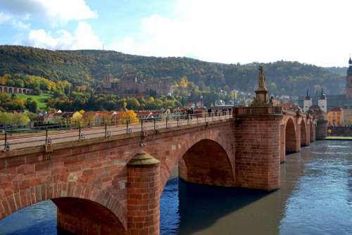 Heidelberg Bridge Landscape Travel Architecture