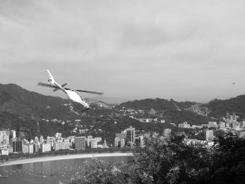 Helicopter Black And White Landscape Mar Orla Sky