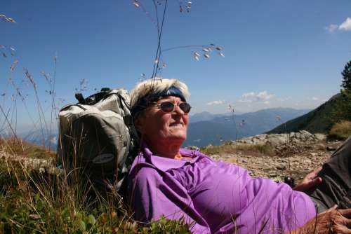 Hiking Break Mountain Walking Rest Woman