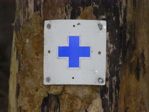 Hiking Trail Indicator Cross Blue Orientation