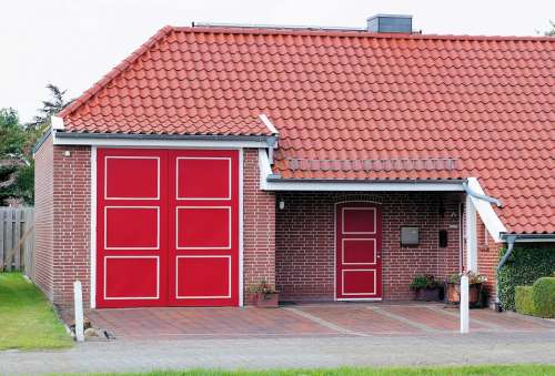 House Tile Wall Doors Red Color Romance