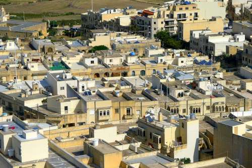 Houses Roofs Flat Roofs Building City Malta Gozo