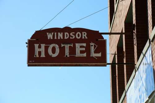 Hotel Sign Motel Windsor Hotel