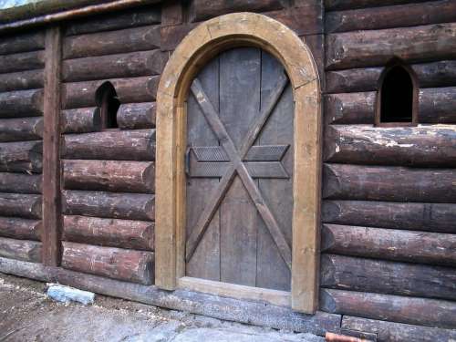 House Door Logs Old Openings Brown