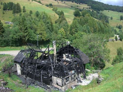 House Burned Down Charred Black Ash Brand Burned