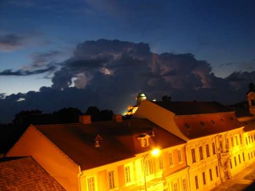 House Lamp Storm Lightning Stormy At Night Night