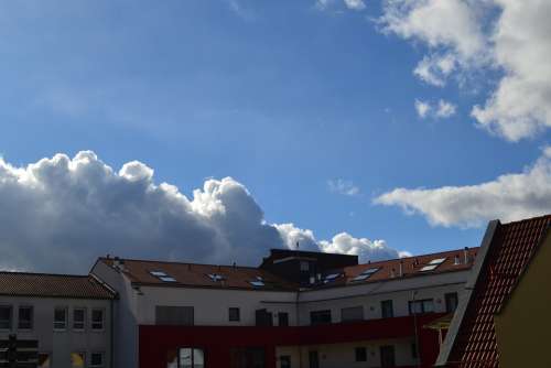 House Roofs Sky Blue House Clouds Germany