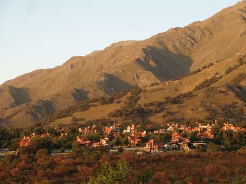 Houses Mountain Argentina Landscape Scenic Town