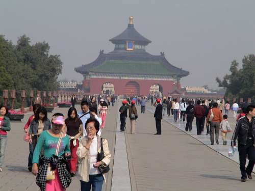 Human China Tourists Beijing Forbidden City