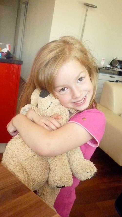 Human Girl Child Teddy Bear Blond Children