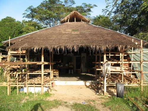 Hut Bamboo Home Shed Shack Thailand Traditional