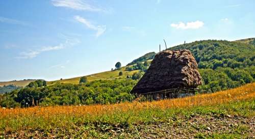 Hut Landscape Mountain Rural Stable Nature Sky