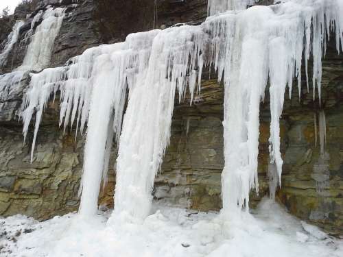 Ice Nature Limestone Rocks Cold Freeze Weather