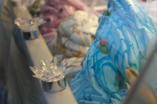 Ice Cream Ornament Blue Flower Glass