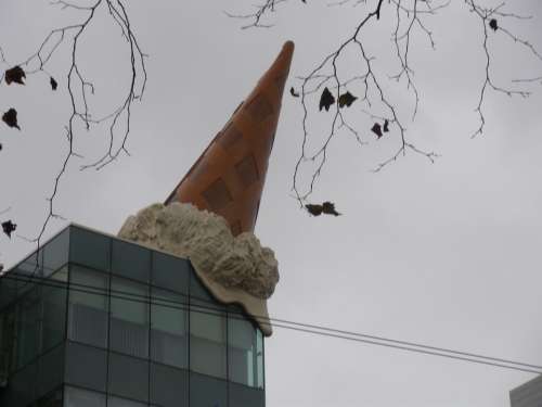 Ice Cream Cone Roof Art Sculpture Cologne