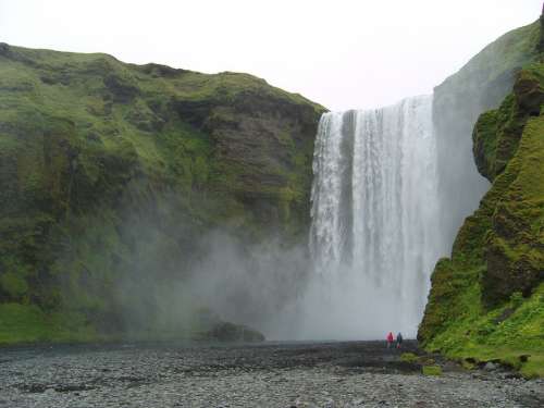 Iceland Waterfall Landscape Nature Enormous