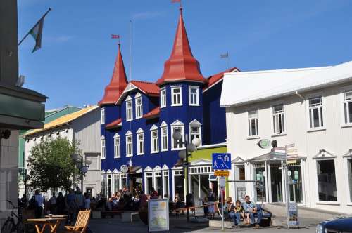 Iceland Akureyri Houses City Building