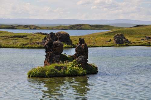 Iceland Höfði Water Landscape Stones Rock Nature