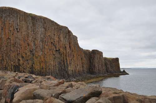 Iceland Beach Water Rock Stones Steep Wall
