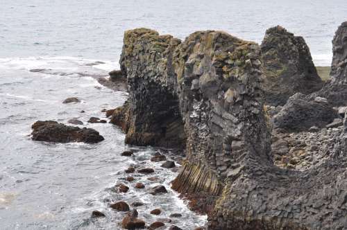 Iceland Lava Beach Water Rock Black Stone Erosion