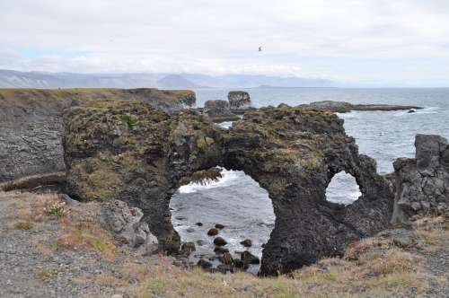 Iceland Lava Beach Water Rock Black Stone Erosion