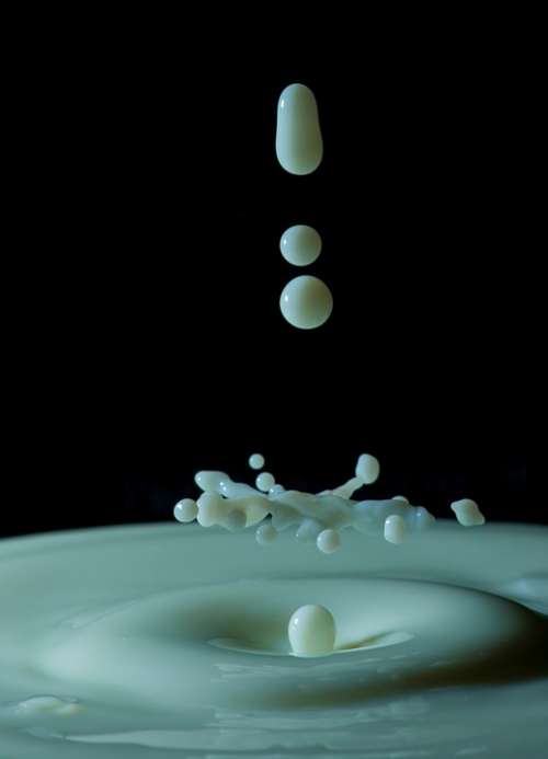 Impact Drops Milk Green Waves Macro Detail Game