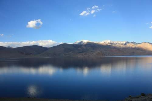 India Ladakh Tsomoriri Lake Mirroring