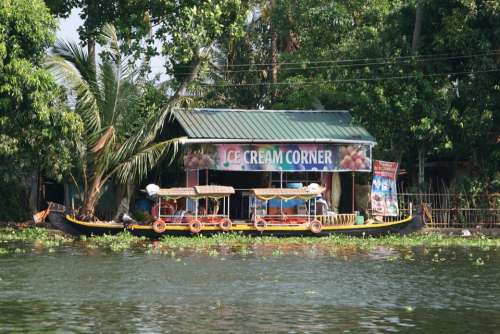 India Kerala Boat Canoe Ice Cream Backwaters