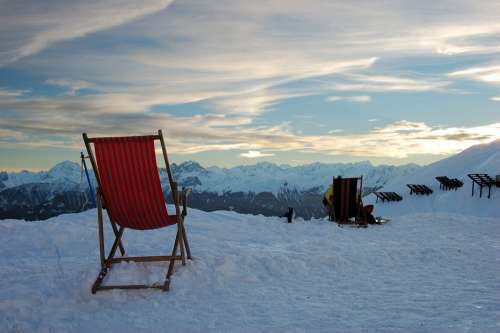 Innsbruck Mountains Snow Sunset Camp Bed Mood