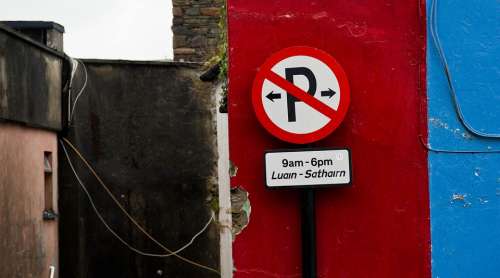 Ireland Parking Sign Red Blue