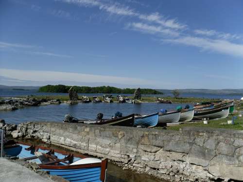 Ireland County Galway Water Lake Boats Scenic
