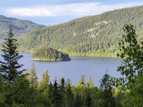 Island Canim Lake British Columbia Canada Scenery