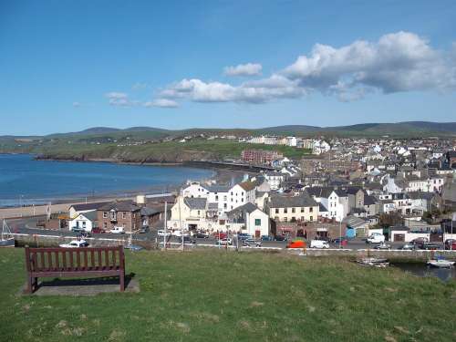 Isle Of Man Isle Sea Coast Blue Sky Town Village