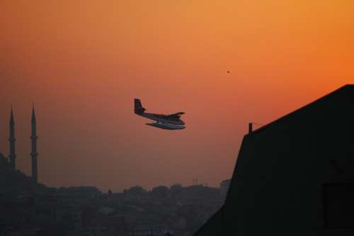 Istanbul Turkey Sunset Seevogel Seaplane