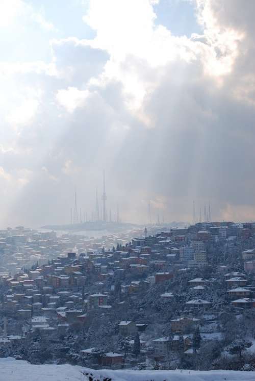 Istanbul Turkey Winter Camlica Snow
