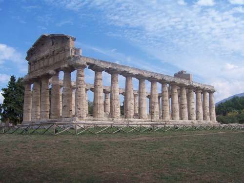 Italy Pompeii Columnar Old Paestum Building