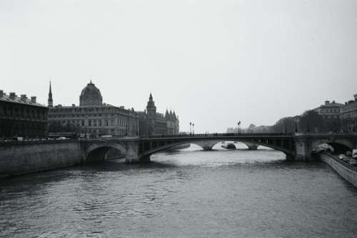 Its Paris River Bridge Black And White City Water