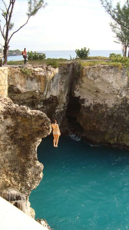 Jamaica Cliff Cliff Diver Rugged Cliff