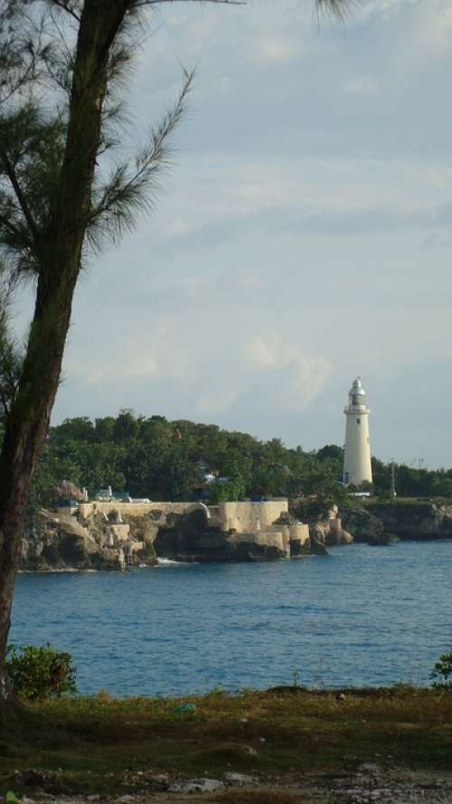 Jamaica Lighthouse Ocean Shore Scenic